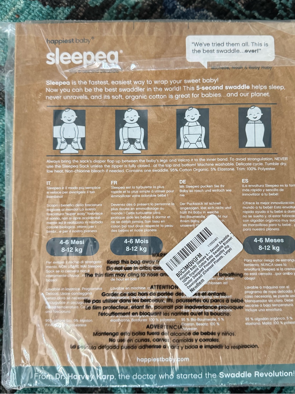 Happiest Baby Sleepea Sleep Sack In Charcoal Gray - Organic Cotton — image 2 of 2